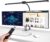 Brightower Doppelkopf Schreibtischlampe LED Dimmbar, 24W 80cm Schreibtischlampe Klemmbar für Home Office, Augenschutz Tageslichtlampe mit Fernbedienungen, Schwanenhals Büro Tischlampe, 5 Farbmodi