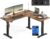 VASAGLE LSD264K01 Höhenverstellbarer elektrischer L-förmiger Eckschreibtisch, 140 x 160 cm, mit Ladestation, Memory-Funktion mit 2 Höhen, für Home Office, Vintage Brown Ink Black