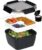 Greentainer Lunchbox, auslaufsichere Bento-Box mit 1 Gabel, Salatbehälter mit Dressingbehälter, 3 Fächer, Salatbox-to-Go für Schule, Arbeit, Picknick, Reisen, Camping (schwarz, 1500 ml)