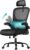 SONGMICS Bürostuhl, Schreibtischstuhl, ergonomischer Netzstuhl, doppellagiges Netzgewebe, atmungsaktiv, adaptive Lordosenstütze, verstellbare Kopfstütze, für das Heimbüro, Tintenschwarz OBN041B01