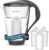 Glas-Wasserfilter (Anthrazit) + 3 Filterkartuschen Universal | Borosilikatglas, 2 l gesamt, 1 l gefiltert, LED-Anzeige, für klassische Kartuschen, reduziert Kalk, Chlor & andere Schadstoffe