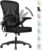 naspaluro Bürostuhl mit verstellbaren Armlehnen, ergonomischer Schreibtischstuhl mit Netzbezug, Lordosenstütze, höhenverstellbar, gepolstertes Sitzkissen, 360°-Drehstuhl, schwarz