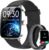 Smartwatch Herren Damen 1,85 Zoll Smartwatch mit Telefonfunktion, Fitnessuhr mit Herzfrequenzmesser, Schlafmonitor, SpO2, 110+ Sportmodi, Schrittzähleruhr, IP68 wasserdichte Sportuhr für Samsung/iPhone/Android
