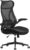 SONGMICS OBN088B01 Bürostuhl, ergonomische Rückenlehne, höhenverstellbar, hochklappbare Armlehnen, drehbarer Schreibtischstuhl mit Kopfstütze, belastbar bis 150 kg, Tintenschwarz
