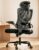 Marsail Ergonomischer Bürostuhl mit verstellbarer Lordosenstütze, Kopfstütze und Armlehne, Höhenverstellung und Wippfunktion, Schwarz