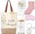 Hestya Kleines Auszeit-Geschenkset für Frauen, Wellness-Geschenk, Entspannungsritual, Tragetasche, Klarglas, Schlüsselanhänger, Augenmaske, Socken, Geburtstagsgeschenk für Freundin, Mutter, Schwester, Kollegin
