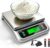 Digitale Küchenwaage, 40 kg Küchenwaage mit Stückzählung und Tarafunktion, Küchenwaage mit 6 Maßeinheiten, g/kg/lb/oz/ml/Milch-ml und LCD-Display, Wiegefläche aus Edelstahl zum Backen und Kochen, Silber