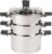 Russell Hobbs RH01170EU Excellence 3-teiliger stapelbarer Dampfgarer – 18 cm Dampfgarer-Set, Glasdeckel, kompakte Induktionspfannen, ideal für die Zubereitung von Eiern, Fleisch, Chargenkochen, Edelstahl