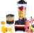 2000-W-Standmixer, 2-in-1-Profi-Entsafter mit 2-Liter-Entsafter und Smoothie-Entsafter mit 6 Geschwindigkeiten, 4 Klingen aus Edelstahl, automatische Reinigungsfunktion