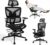 Ergonomischer Bürostuhl, groß und schwer, mit Fußstütze, 5D-verstellbaren Armlehnen, Lordosenstütze, Netzrückenlehne, verstellbarer Sitztiefe, drehbarer Gaming-Stuhl, Schwarz