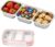 2 Stück Snackbox mit 3 Fächern, Edelstahl-Snackbehälter mit Kunststoffdeckel, Lunchbox, Kinder-Meal-Prep-Boxen, 600 ml Snackboxen für Schule, Arbeit, Camping
