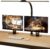 SIBRILLE LED-Schreibtischlampe, Doppelkopf-Schreibtischlampe, dimmbar, klemmbare Schreibtischlampe für Büro, Augenschutz-Monitorlampe, Tageslichtlampe, PC-Lampe, Tischlampe mit Schwanenhals, Schwarz