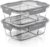 Arendo – Lunchboxen aus Glas – 3 Fächer – Frischhaltedosen mit Deckel, luftdicht – 2er-Set – 1000 ml – für Mikrowelle, Backofen, Gefrierschrank – spülmaschinenfest – Vorratsgläser für die Zubereitung von Mahlzeiten
