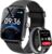 Gydom Herren Smartwatch mit Telefonfunktion 1,85 Zoll HD 2 Armbänder Fitnessuhr Fitnesstracker Herzfrequenz SpO2 Schlafmonitor IP68 Wasserdicht Sportuhr Schrittzähleruhr für Samsung Android iOS Schwarz