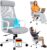 MELOKEA Ergonomischer Bürostuhl mit höhenverstellbarer Kopfstütze, hoher Rückenlehne, Lordosenstütze, leisen Rollen, robuster Stuhl für Konferenzarbeitsplätze, EN1335-Standard (grau)