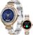 Upgrade Damen Smartwatch mit Telefonfunktion 1,19 Zoll AMOLED Fitness Tracker, 100+ Sportmodi, IP67 Wasserdicht mit Herzfrequenz SpO2 Schlafmonitor Schrittzähler Smartwatch für iOS Android Silber Gold