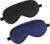 2 Stück Schlafmaske aus Seide, Augenmaske mit verstellbarem Gummiband, lichtblockierende Nachtmaske, hautfreundlich, Seitenschläfer, Schlafmaske für Reisen, Männer, Frauen, Kinder (Schwarz & Marineblau)