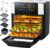 LLIVEKIT 15L XXL Heißluftofen, 10-in-1 Heißluftfritteuse, Minibackofen mit Konvektionsluft 1800 W, 3 Ebenen, Drehspieß, 7 Zubehörteile, 90 % weniger Öl, abnehmbare Tür, spülmaschinenfest, PFOA-frei