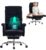 UEV Ergonomischer Bürostuhl mit Fußstütze bis 226 kg, klappbare Armlehnen, dicke Sitzpolsterung, verstellbare Kopfstütze, Schreibtischstuhl für Schneidersitz, Computerstuhl, Drehstuhl, Home Office, Schwarz