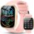 Smartwatch Damen Herren Fitnessuhr Damen mit Telefonfunktion 1,85 Zoll Touchscreen IP68 Wasserdicht Smartwatch mit Schrittzähler Schlafmonitor Uhren Herren für Android iOS, Rosa