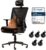Dowinx Bürostuhl 270 kg, ergonomischer Schreibtischstuhl mit dicker Sitzpolsterung, verstellbare Lordosenstütze, höhenverstellbare Rückenlehne, 3D-Armlehnen, Metallfuß, Schwarz