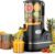 AIRMSEN Entsafter – Slow Juicer mit 147 mm extra großem Einfüllschacht, 2,1 l Fassungsvermögen, 300 W Motor, 7+1 Stufen, verbesserte langsame Spirale, hohe Saftausbeute für ganze Früchte und Gemüse, schwarz