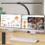 Doppelkopf-Schreibtischlampe LED dimmbar, 24 W 80 cm Schreibtischlampe, klemmbares Heimbüro, Tageslichtlampe Schreibtischlampe, Schwanenhals-Bürotischlampe schwarz, Augenschutz-Monitorlampe – 5 Farbmodi