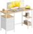 VASAGLE Computertisch, Bürotisch, Schreibtisch mit 3 Ablagen, 2 Schubladen, 127 x 50 x 76 cm, Büro, Wohnzimmer, moderner Stil, natürliche Eiche, mattweiß, LWD103YD01