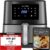 KLAMER Heißluftfritteuse 5,5 L XXL, ölfreie Fritteuse, 1700 W Airfryer mit LED-Touchscreen, digitales deutsches Rezeptbuch, multifunktionale Mini-Heißluftfritteuse ohne Öl