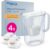 BRITA Style Essential Wasserfilterkanne weiß (2,4 l) inklusive 4 x BRITA Maxtra Pro Extra Kalkschutz – kühlschrankgeeignete Filterkanne mit Smart Light LED & Klappdeckel, filtert Verunreinigungen und mehr