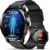 Herren-Smartwatch mit EKG + HRV/B-Druckmessung/Harnsäure/BMI, 1,43 Zoll AMOLED-Gesundheitsuhr mit SOS-Notruf, 24/7 Herzfrequenz-/Apnoe-/Schlafmonitor/SpO2, Android/iOS (schwarzes Leder)