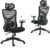 CALIYO G-1635H Ergonomischer Bürostuhl, Schreibtischstuhl mit verstellbarer Kopfstütze, Armlehnen, Lordosenstütze und Wippfunktion – Drehstuhl aus atmungsaktivem Netzstoff, Gaming-Stuhl, Bürostuhl 150 kg, Schwarz