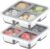 Misichao Snackbehälter, Snackbox Kinder mit 4 Fächern, Edelstahl-Brotdose mit grauem Deckel, wiederverwendbarer Meal-Prep-Lunchbehälter für Kinder und Erwachsene, für Schule, Arbeit