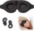 2 Stück Augenmaske Schlafmaske für Herren und Frauen, 3D Lichtblockierende Schlafmaske Bequem Atmungsaktiv Druckfrei mit Verstellbar Gummiband für Reisen, 3 Paar Ohrstöpseln (Schwarz)