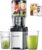AMZCHEF Juicer Slow Juicer 136 mm – Elektrischer Entsafter für Gemüse & Obst – Kaltpress-Entsafter mit 2 Filtern – Leise und leicht zu reinigen – Silber
