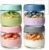 ComSaf Bunte Joghurtbecher to Go, 4er-Set, 300 ml, kleine Glasbehälter mit Kunststoffdeckel für Meal-Prep-Snacks, auslaufsichere Müslibecher, Pastellfarben, Vorratsgläser aus Glas für Nüsse, Trockenvorräte