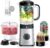 Sangcon 5-in-1-Standmixer und Smoothie-Maker, 500 W für Shakes und Smoothies aus Fleisch, gehacktem Fleisch, 3 Geschwindigkeitsstufen mit Pulse-Funktion, 40 oz Glas und 17 oz mit Deckel aus Edelstahl
