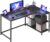 VASAGLE LWD136BE01 Eckschreibtisch, L-förmiger Computertisch mit Stauraum, Büroschreibtisch, höhenverstellbare Ablage für Heimbüro, 120 x 80 cm, Ebenholzschwarz