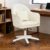 Ergonomischer Bürostuhl, um 360° drehbar, höhenverstellbar, Samtstuhl mit Kissen, Heimbürostuhl bis zu 250 PFD-Last, Schminktischstuhl für Arbeitszimmer, Schlafzimmer, Wohnzimmer, Beige