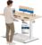 Devoko Höhenverstellbarer Schreibtisch mit 2 Motoren, 25 mm einteilige Tischplatte, 140 x 70 cm, mobiler elektrischer Computertisch mit Kabelmanagement, Eiche, perfekte Ergonomie für Ihr Büro