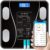 Retoo Personenwaage, Körperfettwaage, digital, mit Körperanalysewaage, kompatibel mit Tuya, Google Fit People, Bluetooth, gehärtetes Glas, für Muskelmasse, Körperfett, BMI, Wasser, Skelettmuskulatur, Schwarz