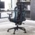 LukkDys Ergonomischer Bürostuhl mit Kopfstütze, klappbaren Armlehnen, atmungsaktiver Netzrückenlehne im Schmetterlingsdesign, höhenverstellbar, Wippfunktion, Drehstuhl für Home Office & Büro, Schwarz