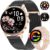 Damen Smartwatch – 2 Armbänder / 1,32 Zoll HD AMOLED Display/270+ Zifferblätter, Fitnessuhr mit 110+ Sportmodi, Schlaftracking, Telefonfunktion, Uhr für iOS Android, Schwarz/Gold