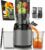 LEBENLANG Slow Juicer – inklusive Rezeptbuch & großer 135-mm-Öffnung I perfekt für Obst, ganze Früchte und Gemüse, 100 % BPA-frei I beste Entsafter-Maschine, Entsafter (grau)