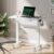 Computertisch, pneumatisch höhenverstellbar (88 x 50 cm), Laptoptisch mit Rollen und Schublade, Überbetttisch, Stehsitzschreibtisch für Büro, Wohnzimmer, Schlafzimmer, kleine Räume, Weiß