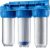 Naturewater NW-BR10B4 3-Stufen-Wasserfilter, 5 µ, 20,67 mm (1/2 Zoll), Durchmesser 60 mm PP-Kartusche, Filterwandhalterung, Filterschlüssel, Sedimentfilter, Aktivkohleblock, Aktivkohlegranulat