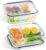 Praknu Meal-Prep-Boxen aus Glas mit 3 Fächern – Set mit 2 Meal-Prep-Behältern 1 l – luftdichter Glasbehälter mit Deckel – geeignet für Spülmaschine, Mikrowelle und Backofen – Meal-Prep-Boxen – Frischhaltedosen aus Glas