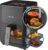 Cecotec Heißluftfritteuse ohne Öl – 4L – Grill – Doppelwiderstand – Air Fryer Cecofry&Grill Duoheat 4000. 1900W, bewegliche Trennwand, Temperaturregelung 40-200°C, 10 Menüs | 1900 W, doppeltes Heizelement, Grillplatte und Grill, bewegliche Trennwand, einstellbare Temperatur von 40–200 °C, 10 Menüs