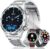 MEGALITH Smartwatch Herren Fitnessuhr: Telefonfunktion Runde Fitnessuhr mit 3 Armbändern – Blutdruckmessung Herzfrequenzmesser Smart Watch Silber Wasserdicht