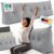 ELONEO Rückenkissen, 180 cm breit, Keilkissen, für Bett und Sofa, dreieckig, Lesekissen, abnehmbarer und waschbarer Bezug, praktische Seitentasche